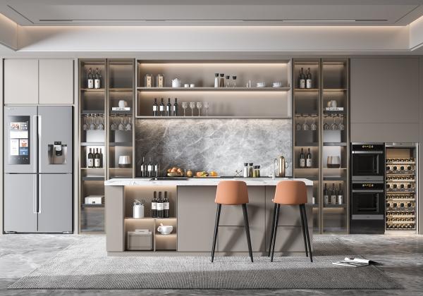 Armário de cozinha moderno Armário de cozinha modular inteligente para móveis domésticos