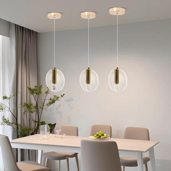 Circular Acrylic Modern LED Chandelier Creative Interior Home Attic Bedroom Bedside Study Staircase Interior Decoration