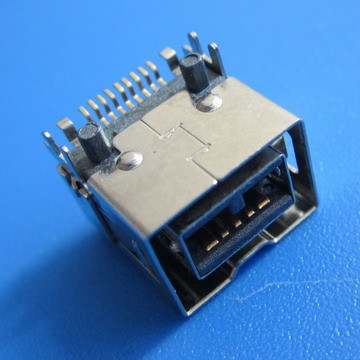 Universal Serial Bus (USB) Shielded I/O Receptacle,type-c, Right-Angle, Mid-Mount, Surface Mount, Gold (Au) Flash over