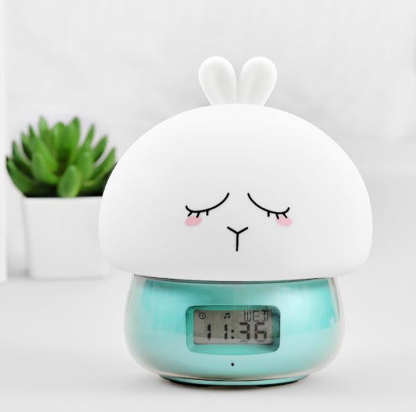 DC5V Silicone Night Light Alarm Clock 1000mA Battery For Kids