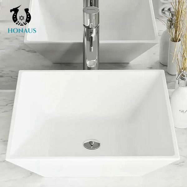 Glossy White Above Counter Sink Bowl Square Table Top Basin 400*400*100mm