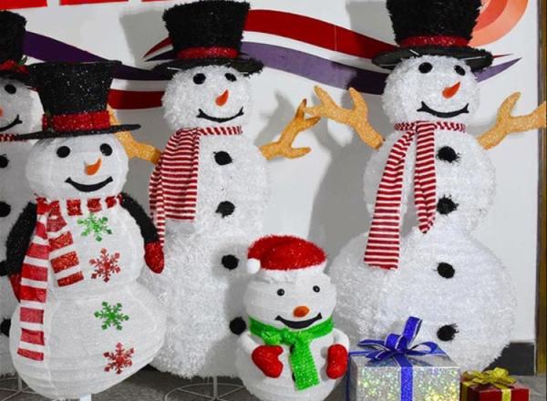Christmas decorations illuminated snowman Santa Claus Hotel shopping mall layout 1.2 m 1 m iron retractable snowman