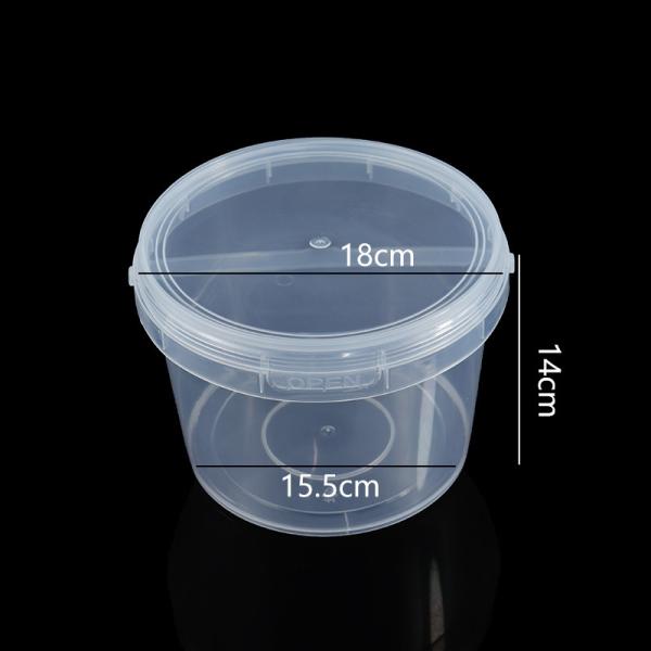 500ml 1L 2L 3L 4L 5L Factory Supply Handle Food Grade Packing Bucket Round White Clear Plastic Round Bucket With Lid