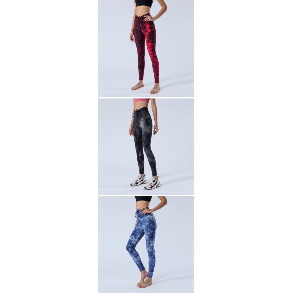 collants nus de gymnase de colorant de lien de peau de guêtres de séance d'entraînement du yoga 220gsm avec des poches