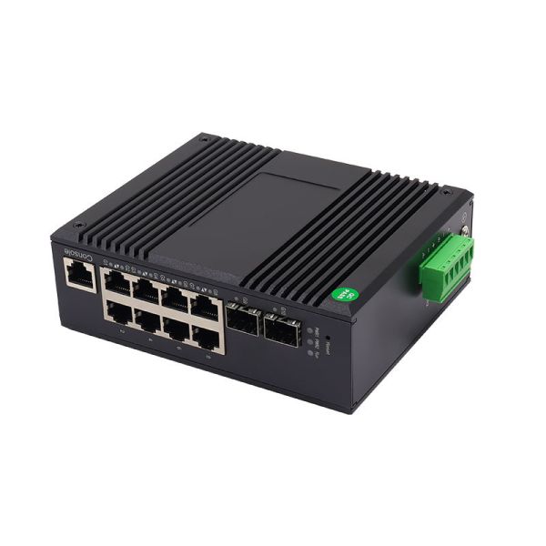 L2 Managed Industrial Switch 8 Port Gigabit Ethernet Switch with 2 SFP Fiber Slots