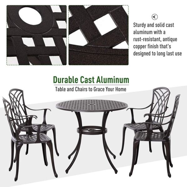Modern Design Style Iron Frame Cast Aluminum Dining Furniture Set with Round Table