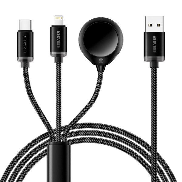 USB A To USB C + L + Watch Cable 3 In 1 Charging Cable 3A ES-X60 Series
