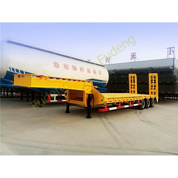 3 Axles Low Bed Semi Trailer Sale In Africa 50 Ton With Ramp 12 Wheelers