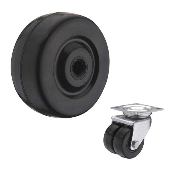 Top Plate 154LBS Capacity Twin Wheel 2 Inch Rubber Swivel Wheels