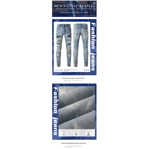 Rhinestone Denim Fashion Crystals Rivets Bootcut Jeans with Washable Material