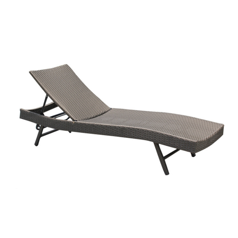 Outdoor Rattan Lounge Chair Foldable Balcony Reclining Bed for Villa and Swimming Poo