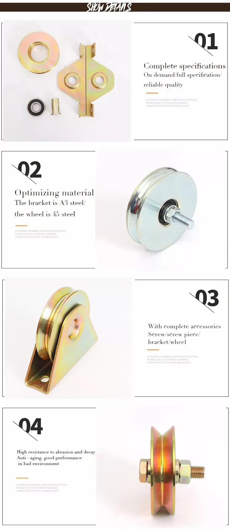 Customizable High Quality Track Pulley Small Hanging Pulley