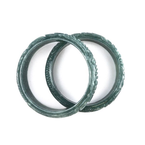 Real Women's Natural Carved Jade Bangles Polished Technique for Body Decoration Equipment