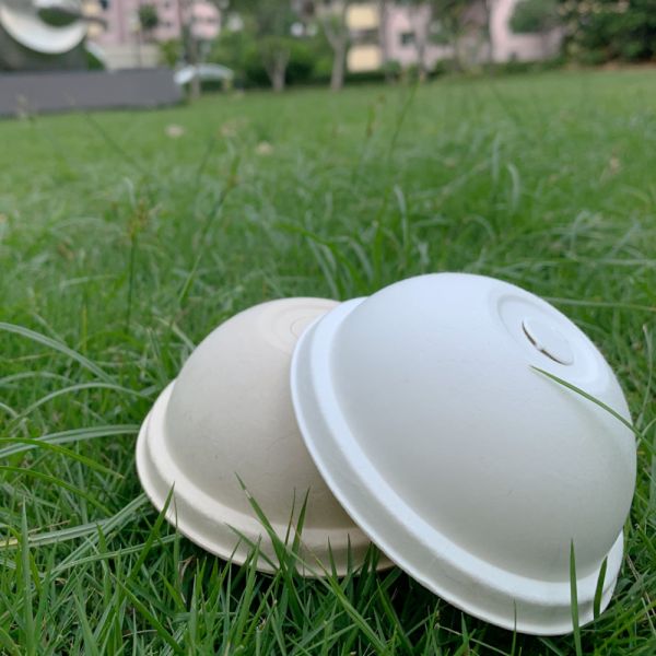 Disposable 80mm Dome Take Away Sugarcane Pulp 100% Biodegradable Paper Cup Lids 90mm Natur For Tea C