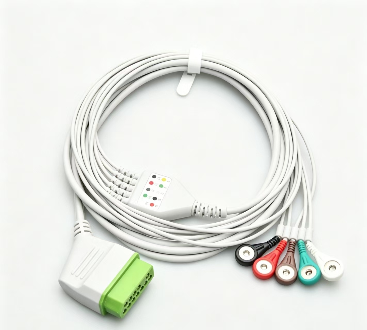 5 Leads Reusable ECG Electrodes 3 Meter Medical Electrode CE Certified Compatible With Nihon Kohden