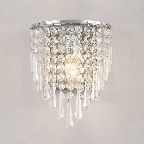 Modern Led Crystal Wall Lamp Tricolor Light Bedside Lamp silver wall light(WH-OR-26)
