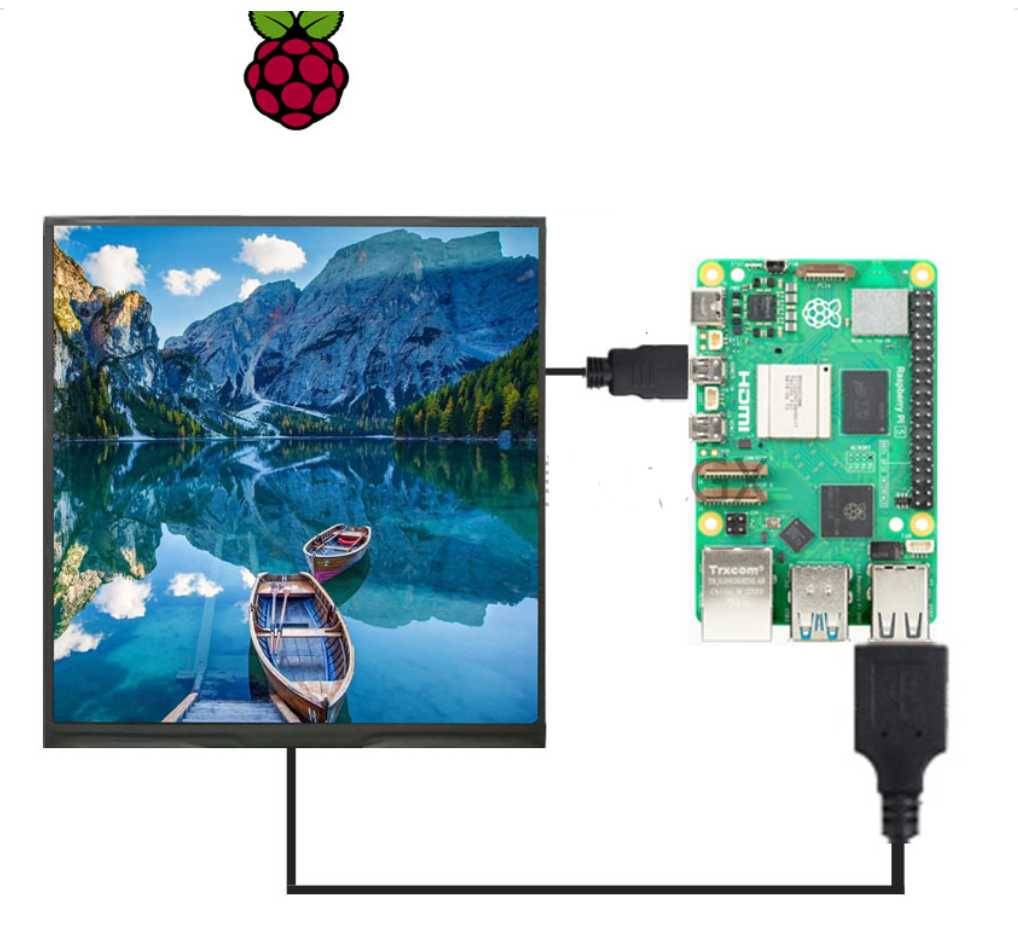 7.6 Inch 800*800 Square TFT LCD Display Screen With Capacitive Touch Screen for Raspberry Pi 5