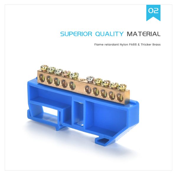 Рельс Din установил блок терминала голубое 500V/17.5A шинопровода терминального шинопровода нейтральный