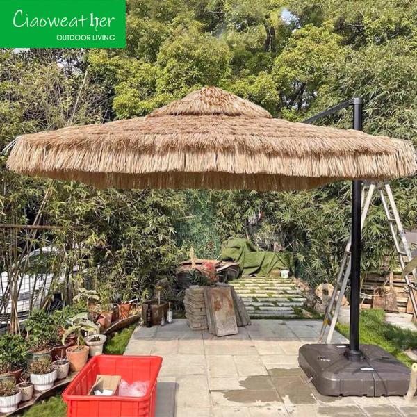 Teakwood Frame Waterproof Hawaiian Beach Umbrella for Hotel Restaurant Banquet Home Coffee Patio Sun Shade Waterproof