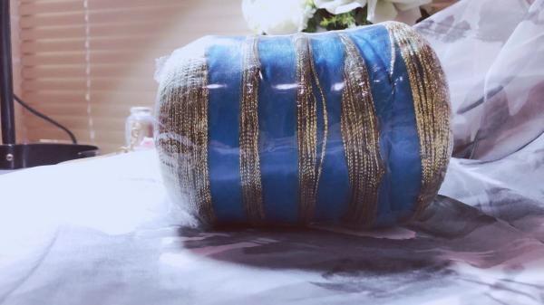 High Color Fastness Satin Edge Organza Ribbon With Gold / Silver Metallic Trims