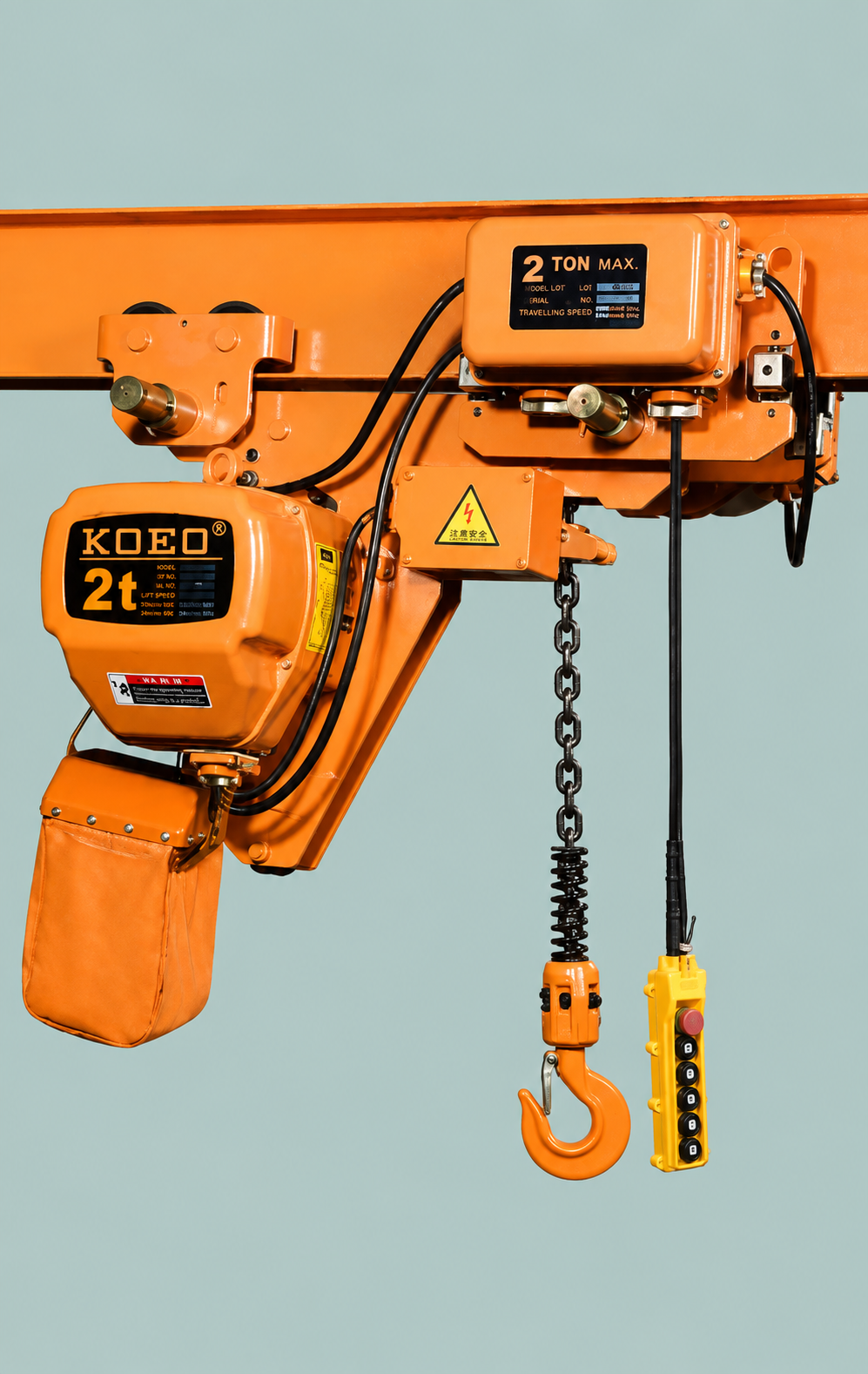 220V 2T Chain Hoist Low Headroom Single Phase Hoist IP54 Motor G80 Chain