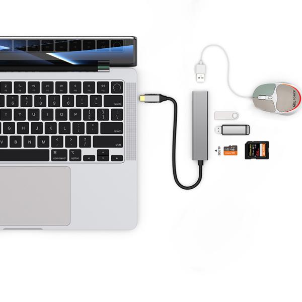 Hub multi-ports USB3.0 Type C 5 en 1 avec lecteur de carte SD TF combo