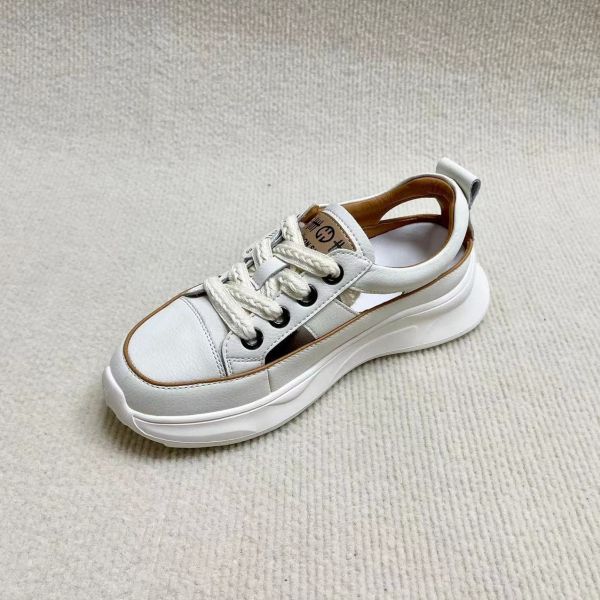 Flat Hollow Women Leather Sandals Breathable Casual Shoes And Lace Up