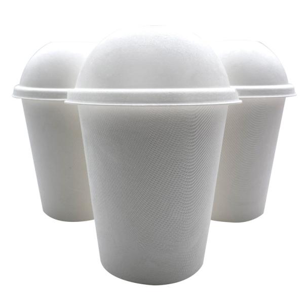 100% Biodegradable Reusable Natural Sugarcane Pulp 80Mm Dome Paper Cup Lids For Coffee Shop