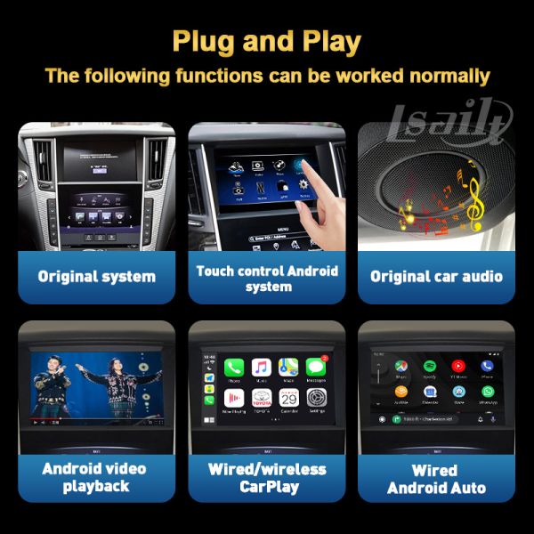 Интерфейс мультимедиа 4GB PX6 CarPlay&Android видео- включил автомобиль андроида, Netflix на Infiniti 2015.6-20 Q50 Q60