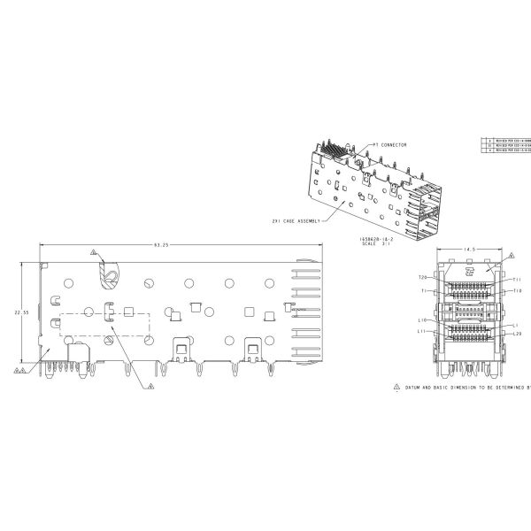 1658628-2 SFP арретирует спаренный припой соединителя 2x1 до отверстие 4 Gb/S