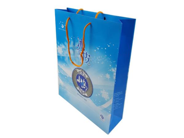 Blue Color Printing Customized Size Custom Design Logo Printing Cardboard Material Paper Bags with Handle