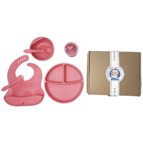 Eco Friendly Silicone Baby Feeding Plate BPA Free Infant Kids Suction Dinner Set