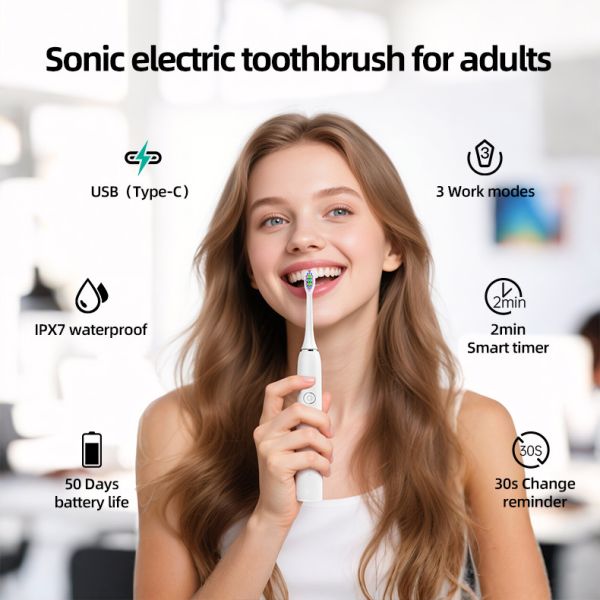 SN302 Cepillo dental sonico recargable para adultos Ipx7 cepillo eléctrico impermeable
