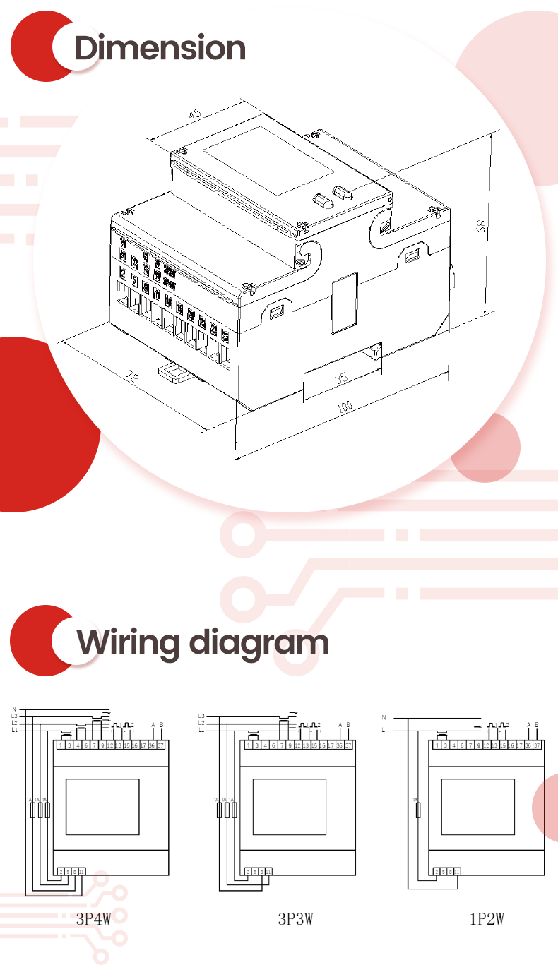 EM4371 MID Удостоверенный энергометр 3-фазный анализатор мощности 65A Modbus Интеллектуальный КВтч-метр