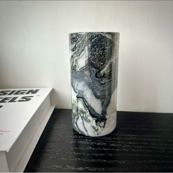 Cold Emerald Jade Stone Flower Vase Green Modern For Home Decoration