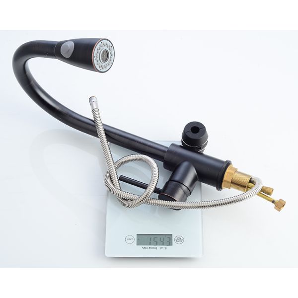 Gold long neck extendable pull out brass kitchen basin faucet  For Hotel Use