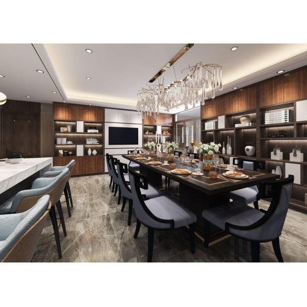 Роскошные элегантные современные кухонные шкафы из нержавеющей стали Китайские темные деревянные зерна