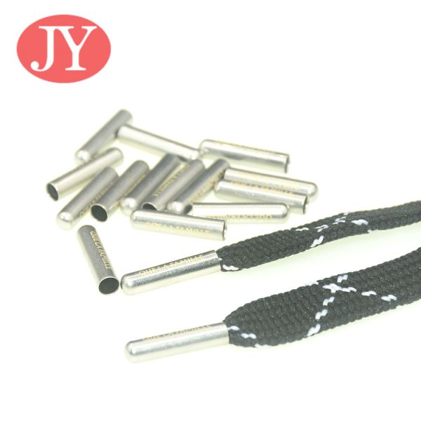 jiayang matte silver color 4.0mm cord laser logo metal tipping for pant lace cord aglets tipping