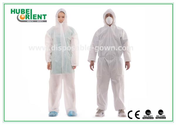 PP / SMS / PP + PE Non Woven Isolation Gown Protective Coverall Without Hood