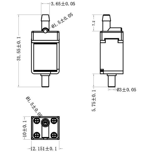 Путь 2 нормально закрывал пластиковый микро- DC клапана соленоида 6V воздуха 12V