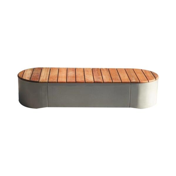 New Design Garden Ellipse Long Chair Outdoor Metal And Wood Park Bench
