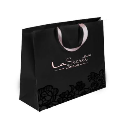 Shoes Retail Paper Shopping Bags With ribbon handle Paper Garment handmade paper Bag