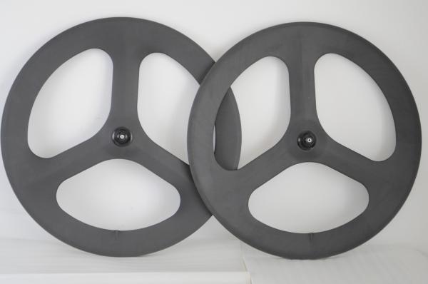Hot sale 700c 3k Matt tri-spokes /3-spoke carbon clincher wheel for road bicycl&track bike