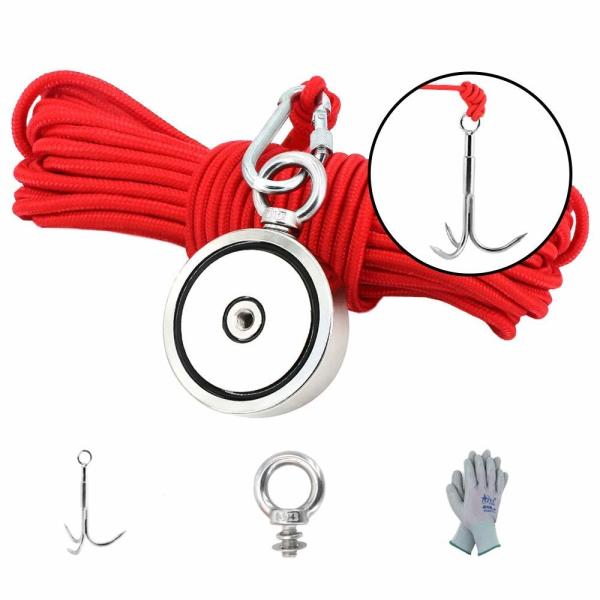 Strongest Double Sided Fishing Magnet Neodymium Magnet Fishing Kit Anti Slip