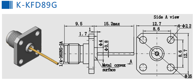 2.92mm Female Jack Millimeter Wave RF Bulkhead Connector