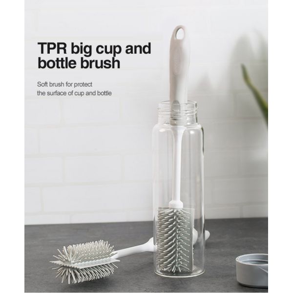 Пластиковое домоустройство бутылки чистит чашку щеткой ТПР для серого цвета стеклянной чистки белого