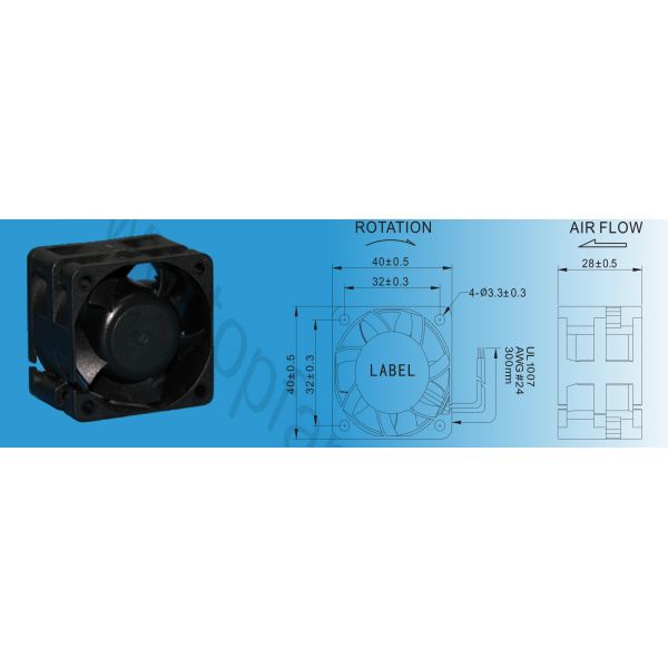 24V dc 40mm small cooling fan thickness of 28mm for home medical car air conditioning