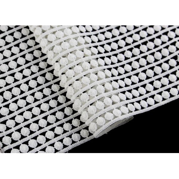 15.5 CM Width Flat Pom Cotton Lace Edging / Embroidered Guipure Lace Ribbon