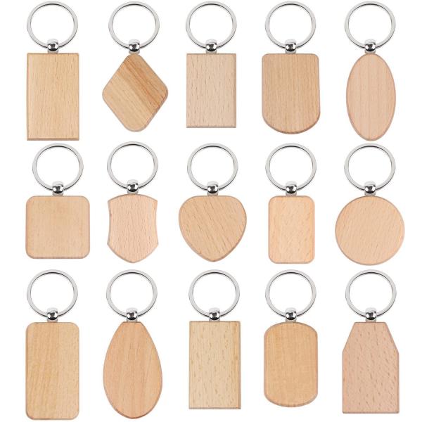 Customized Wooden Plywood Keychain, Wood Engraving Blanks for DIY Gift Crafts