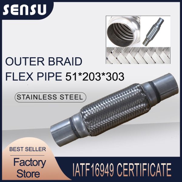 OEM Stainless Steel Exhaust Parts SS201 Exhaust Flex Pipe 51*203*303mm